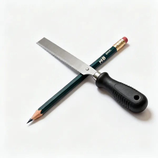 Pencils: A flat carpenter's pencil beside a sharpened HB pencil, laid diagonally