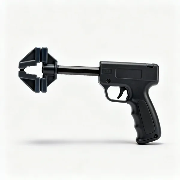 Quick release clamps: A one handed trigger bar clamp with a pistol grip and plastic jaws