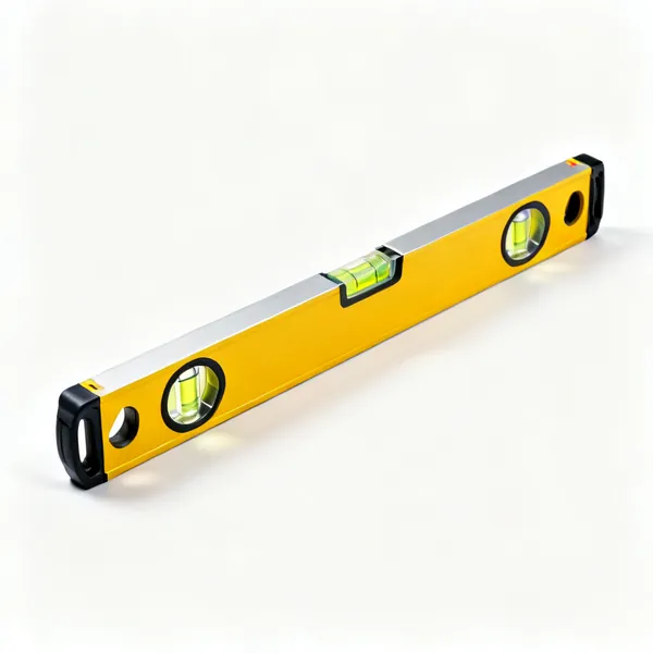 A 600mm aluminium spirit level with two bubble vials and a yellow body