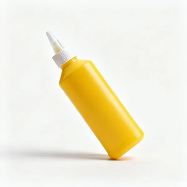 A bottle of yellow PVA wood glue with a nozzle cap