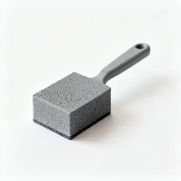 A small grey abrasive cleaning block