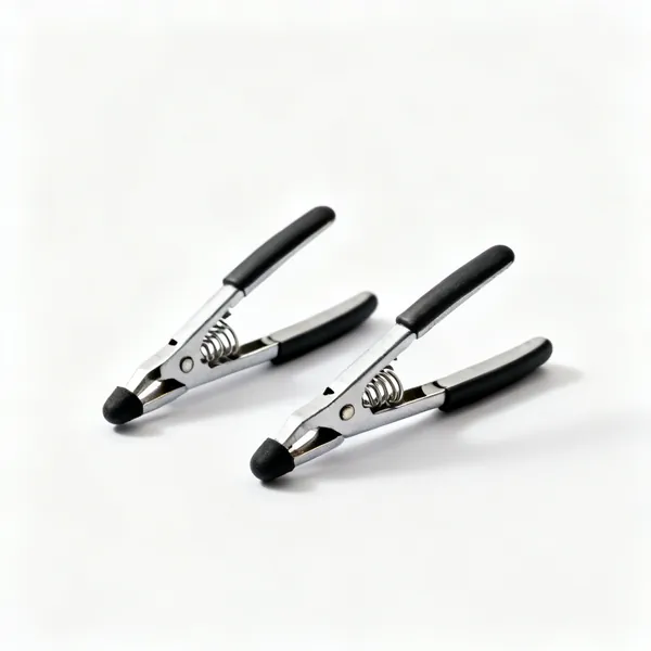 Small clamps: Two small spring clamps with rubber tips