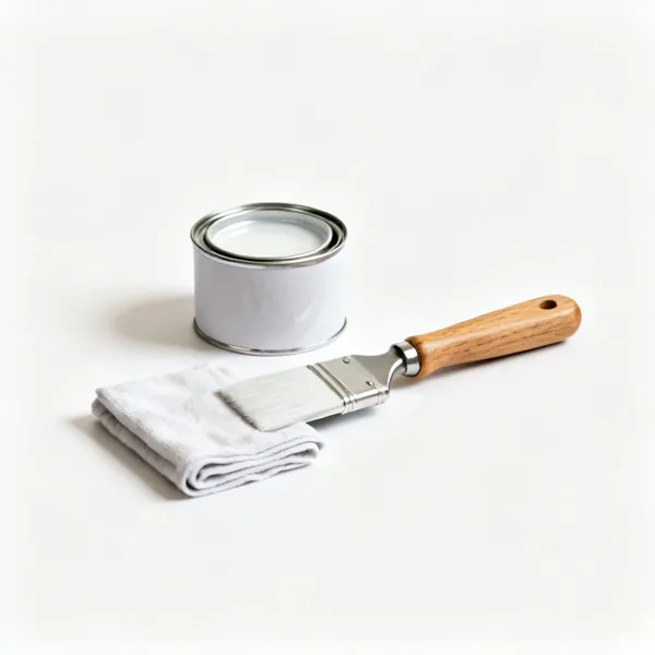 Clear finish: A small tin of clear wood finish beside a folded cloth