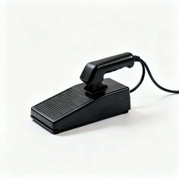 Foot switch: A black electrical foot pedal switch with a cable
