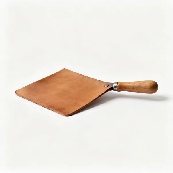 A flat piece of natural vegetable tanned leather