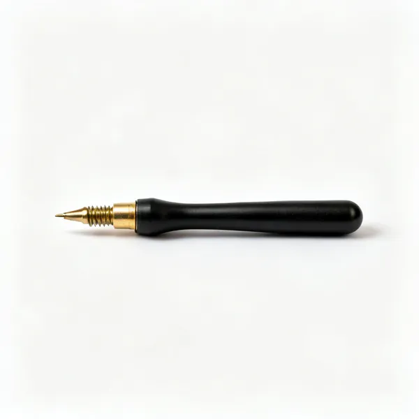 Solid tip burner: A solid tip pyrography wood burning pen with a screw in brass tip