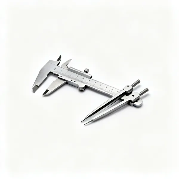 A pair of steel outside callipers beside a pair of double ended callipers