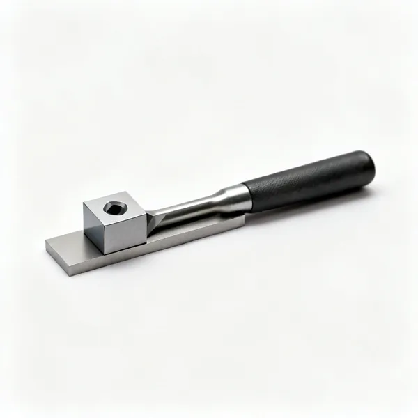 A wood turning carbide tipped tool with a square insert cutter on a flat bar