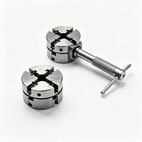 Two sets of metal lathe chuck jaws of different sizes