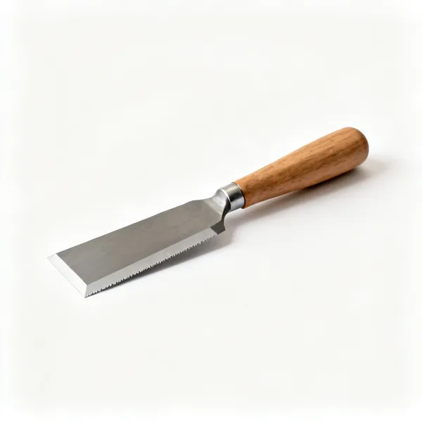 A wood turning negative rake scraper with a bevel on both faces of the blade