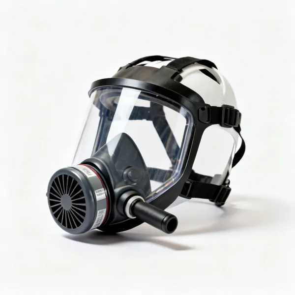 Powered respirator: A powered air purifying respirator helmet with a clear visor and a fan unit