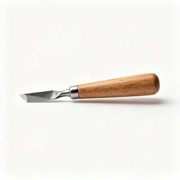 A wood turning spindle gouge with a shallow flute and a fingernail ground tip