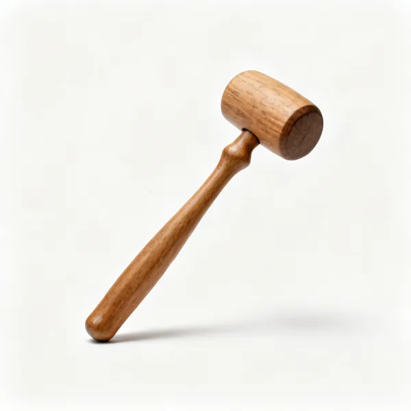 A round headed wooden carver's mallet with a turned handle