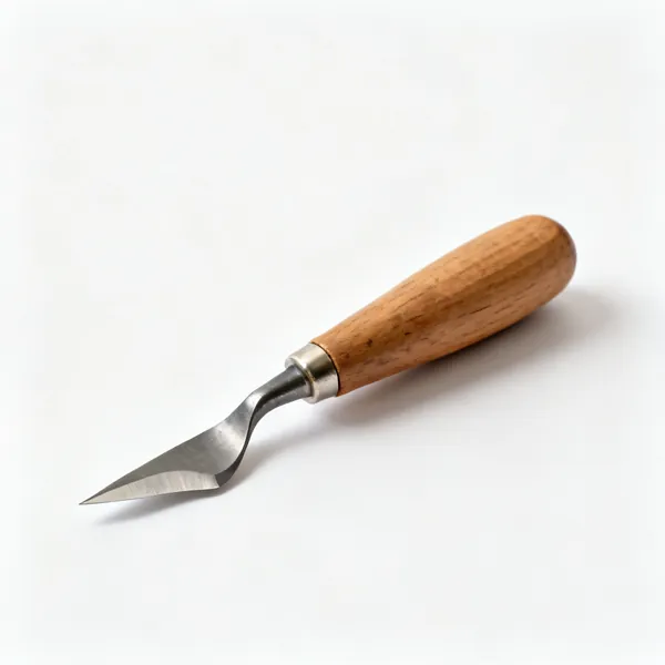 A wood carving fishtail gouge with a blade that flares out to the cutting edge