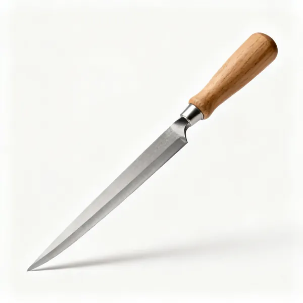 A large wood carving roughing knife with a long straight blade and a substantial handle