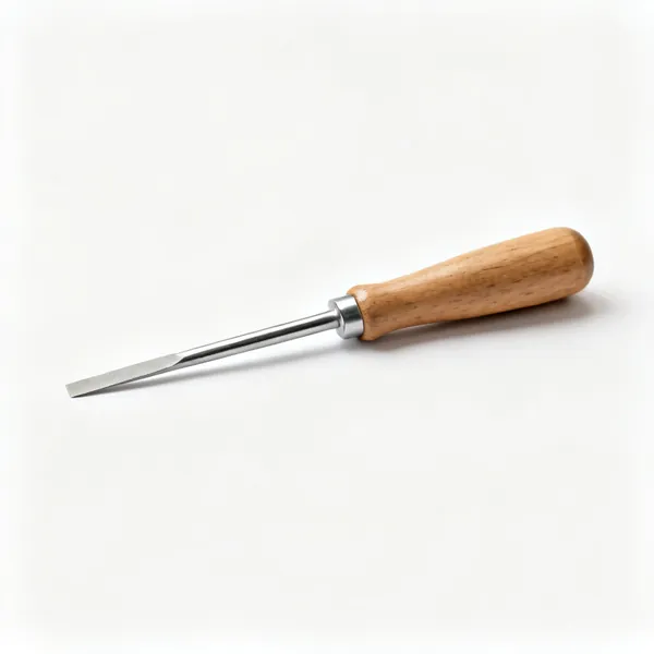 A steel burnisher rod with a wooden handle