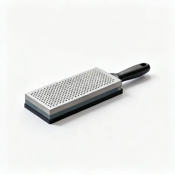 Diamond plate: A rectangular diamond sharpening plate with a perforated surface