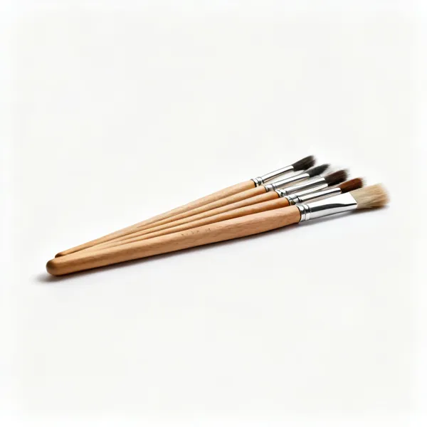 A set of fine finishing brushes with wooden handles