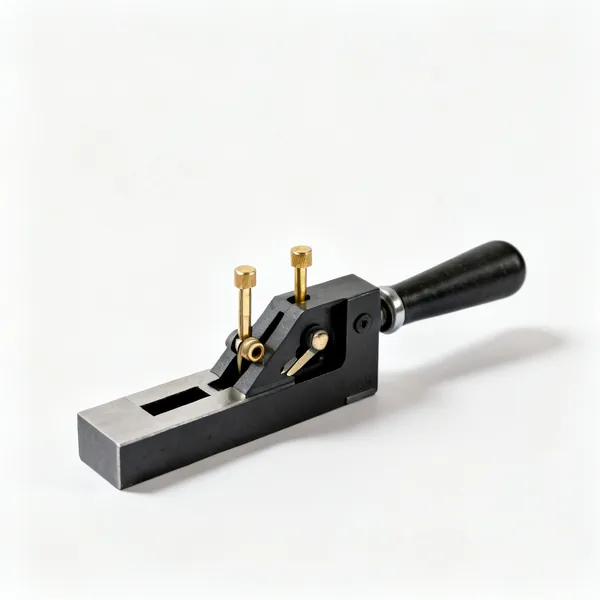 A mortise gauge with two adjustable brass scribing pins