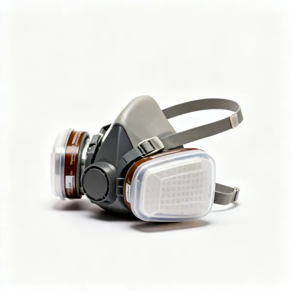 A half face respirator with twin filter cartridges