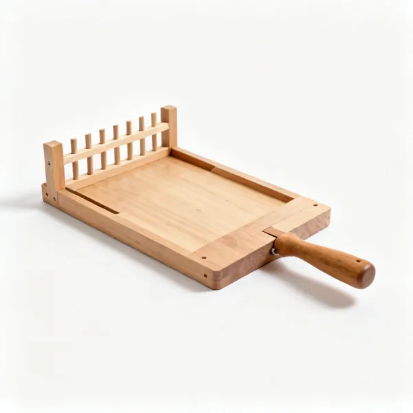 A wooden shooting board jig with a raised fence