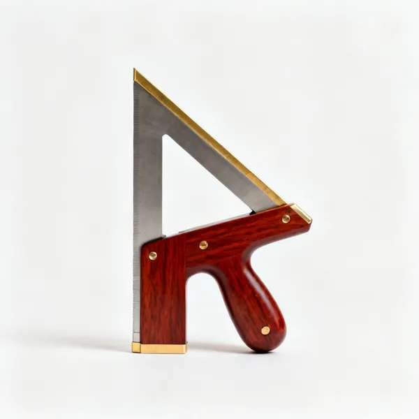 A try square with a rosewood stock and a brass edged steel blade