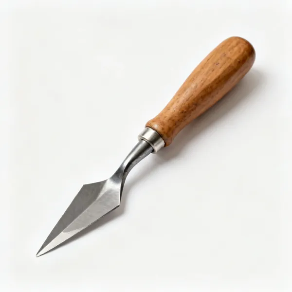 V parting tool: A V-shaped parting carving tool with a wooden handle