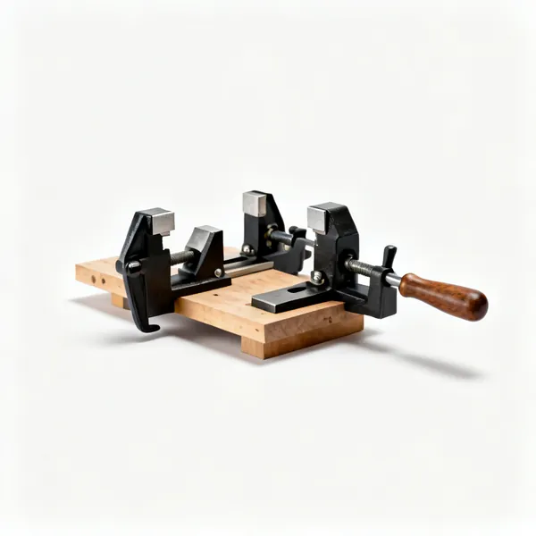 Bench dogs & holdfast: Bench dogs and a holdfast in a workbench