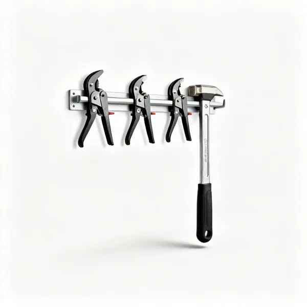 Clamp rack: A wall rack holding clamps