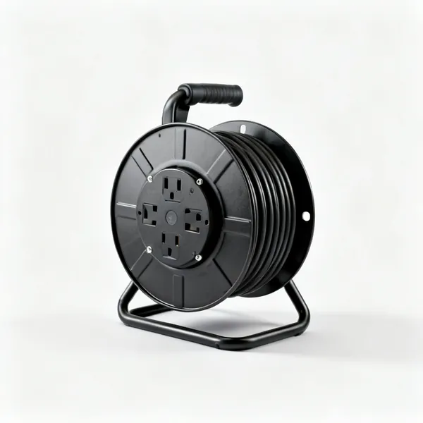 A heavy duty extension lead on a reel