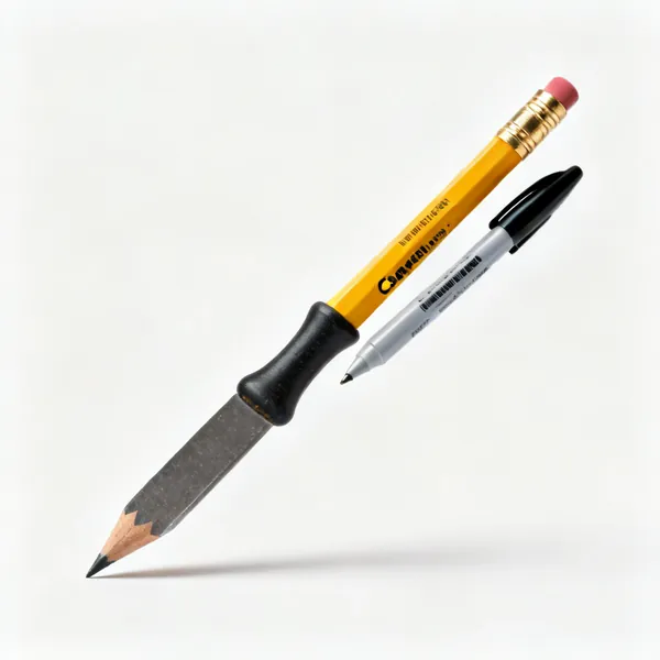 Pencils & marker: Carpenter pencils and a marker pen
