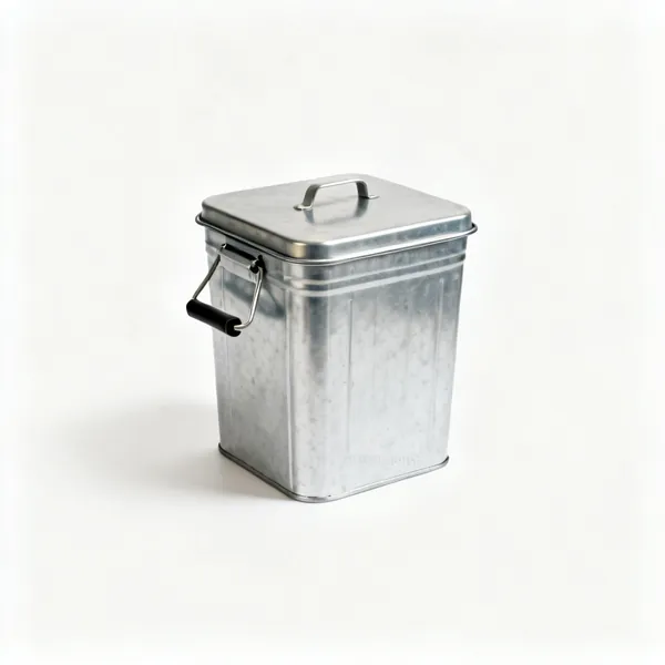Oily rag bin: A metal lidded bin for oily rags