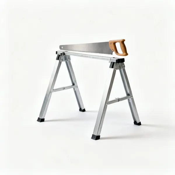 A pair of metal sawhorses