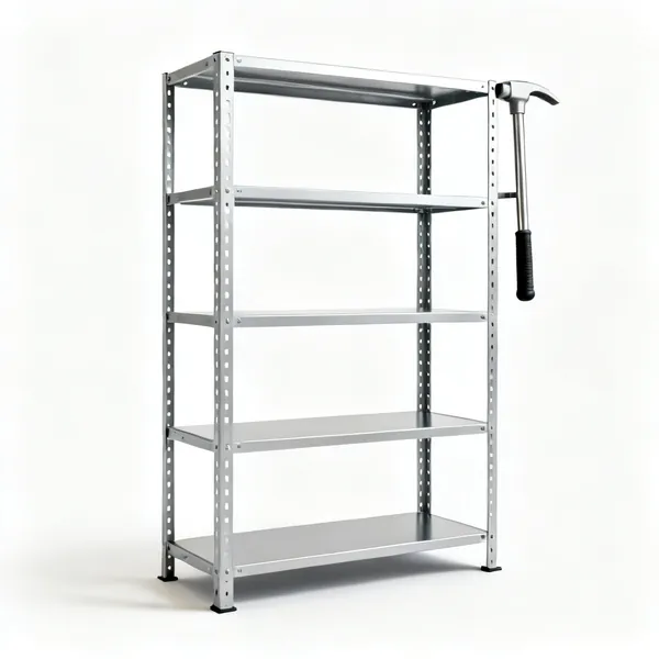 A boltless steel shelving unit