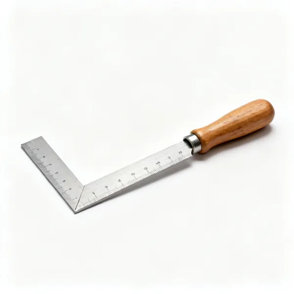 A wooden handled try square