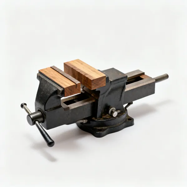 Woodworking vice: A woodworking bench vice with wooden jaw faces